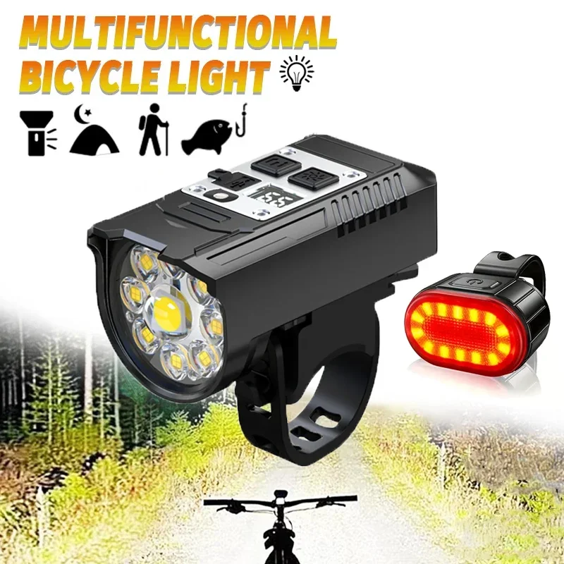 Įkraunamas LED žibintuvėlis dviračiui (9 LED, USB-C)