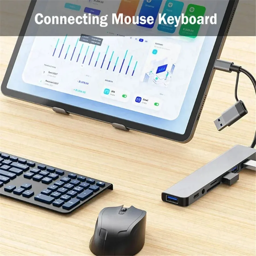 Daugiafunkcis USB-C šakotuvas su USB 3.0 prievadais - Image 4
