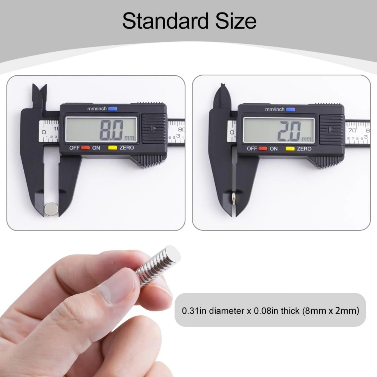Stiprūs apvalūs magnetukai (8x2 mm, 60 vnt.) - Image 2