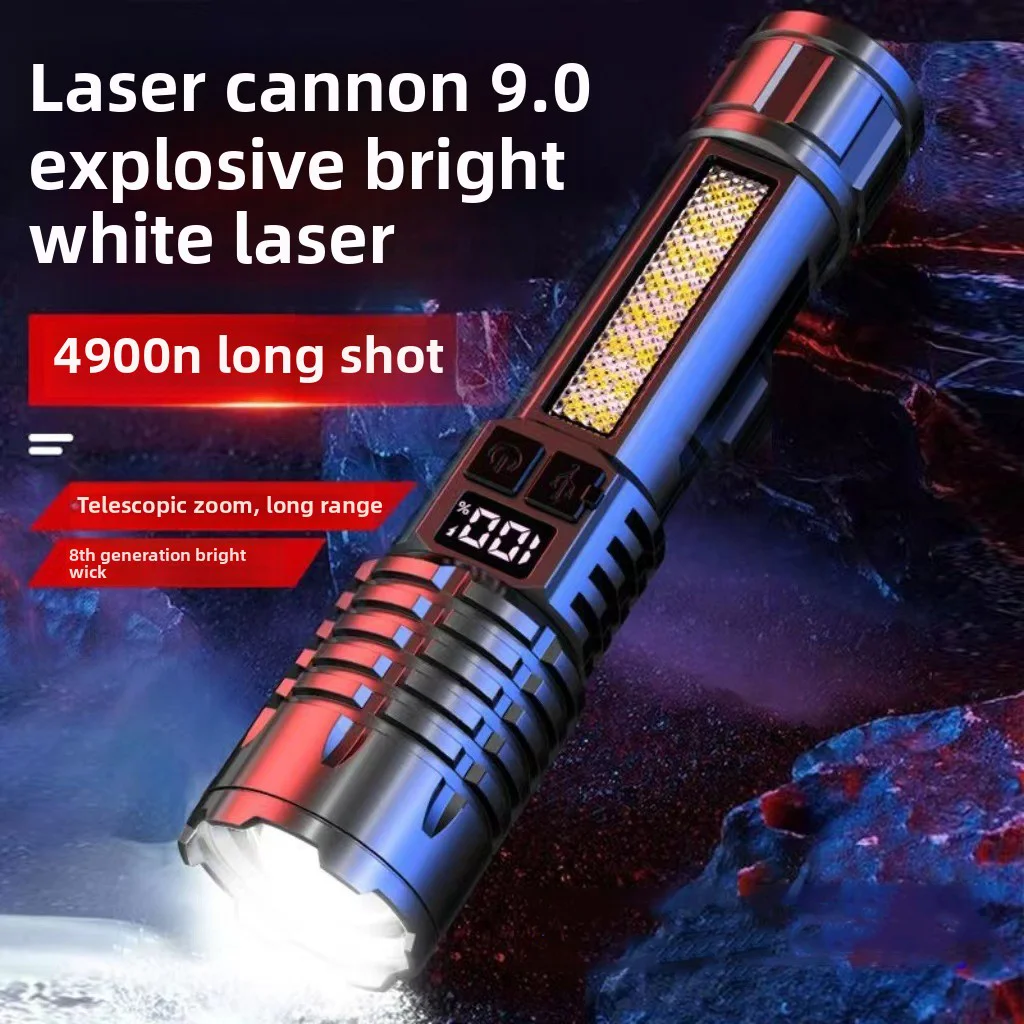 Galingas įkraunamas LED prožektorius su zoom ir šonine lempa - Image 3