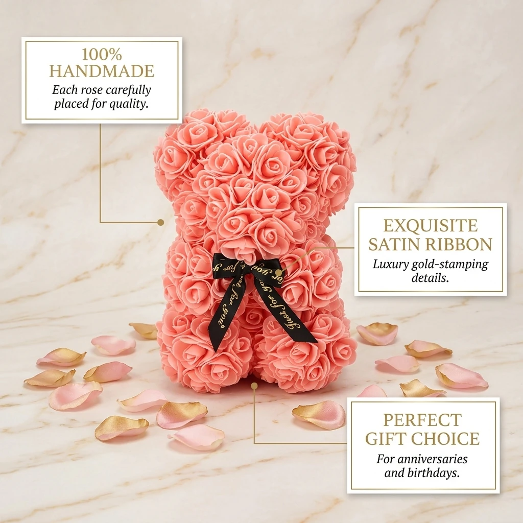 2026 Artificial Flower Eternal Rose Teddy Bear for 520 Mom Mother's Day Birthday Valentine's Day Anniversary Gifts & Dec - Image 3