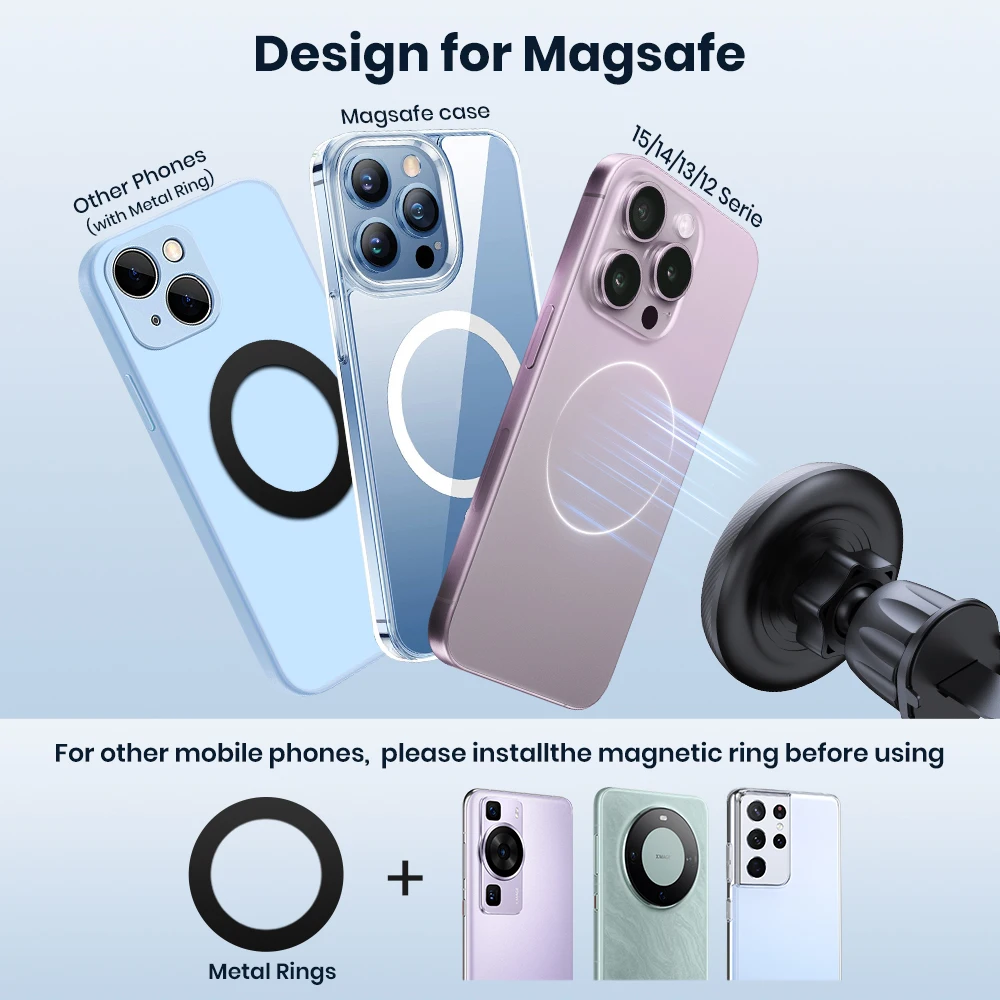 Magnetinis telefono laikiklis į automobilio ventiliacijos groteles - Image 3