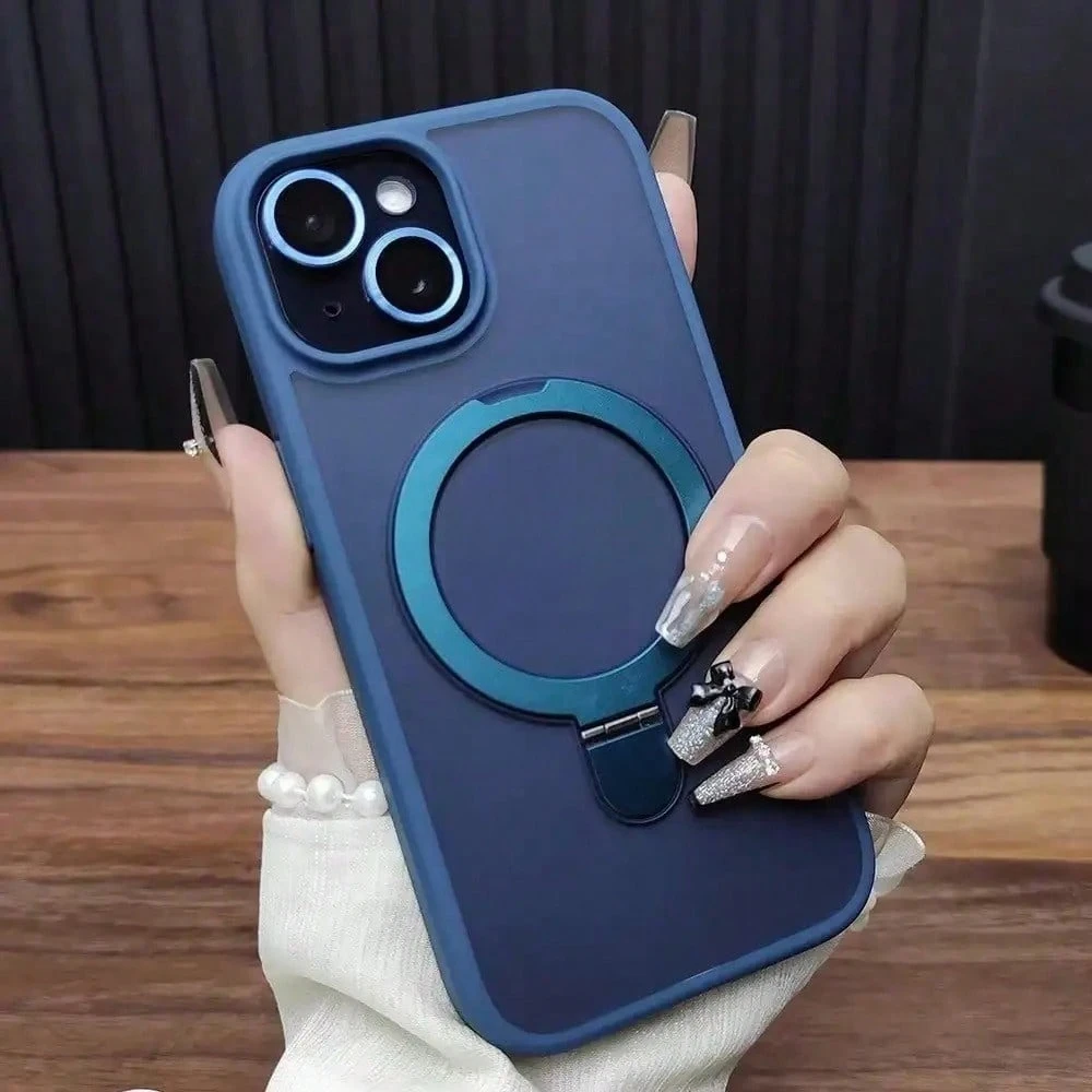 Apsauginis magnetinis dėklas iPhone su atrama ir kameros apsauga - Image 3