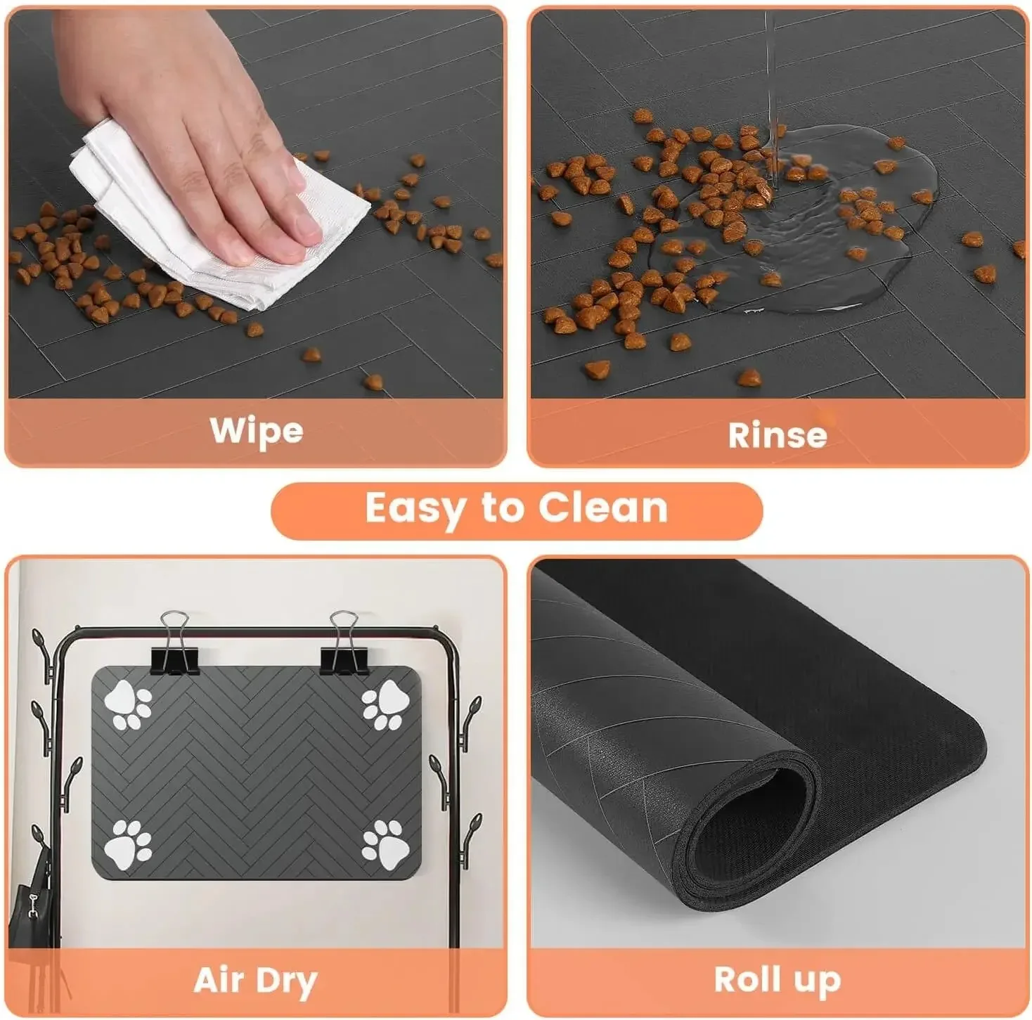 Pet Feeding Mat-Absorbent Pet Placemat Rubber Backing Quick Dry Water Mat for Dog Cat for Food and Water Bowl with Water - Image 4