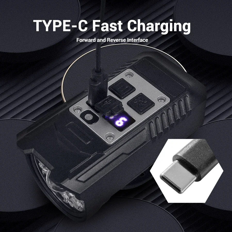 Įkraunamas LED žibintuvėlis dviračiui (9 LED, USB-C) - Image 3