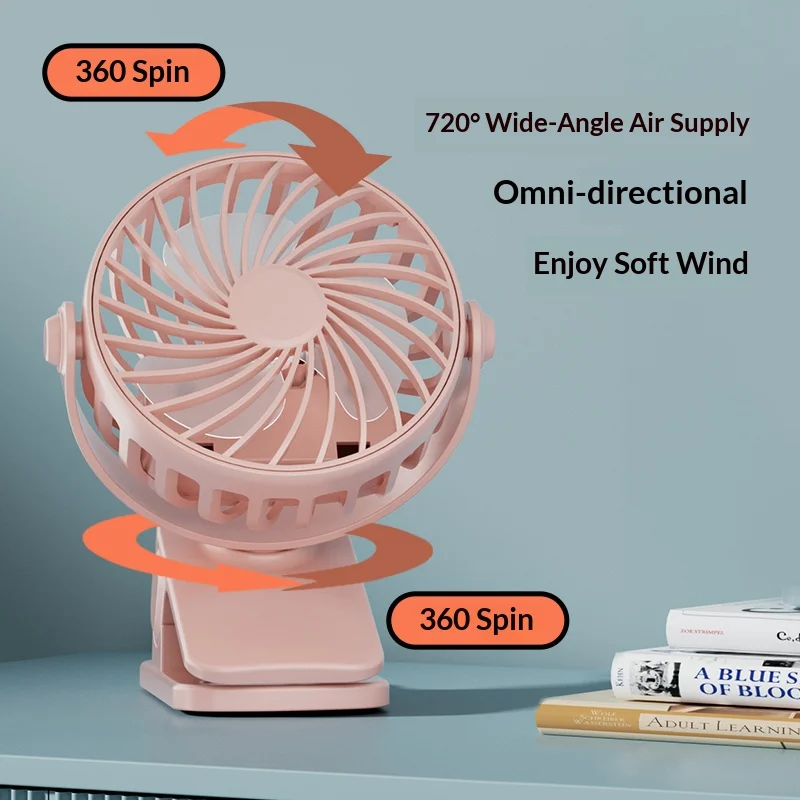 HOMEFISH Portable Rechargeable Clip Fan 720° Rotatable Hanging Fan with Night Light Air Cooler for Outdoor Camping Venti - Image 4