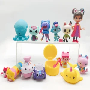 13pcs V1/2 Gabby Dollhouse Figure Toy Smiling Car Cat Hug Gaby Girl Dolls Mercat Cartoon Action Figure Kids Xmas Birthda