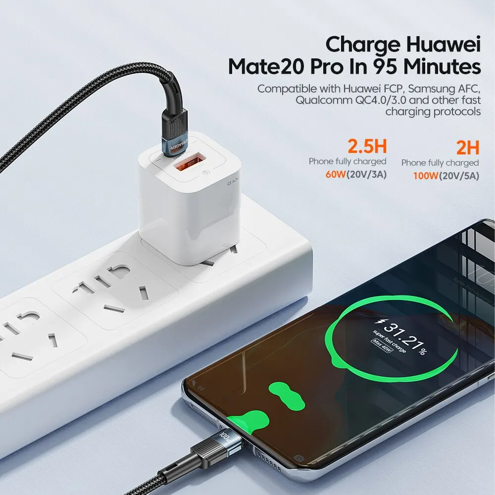 Galingas 100 W USB-C į USB-C laidas greitam įkrovimui - Image 2