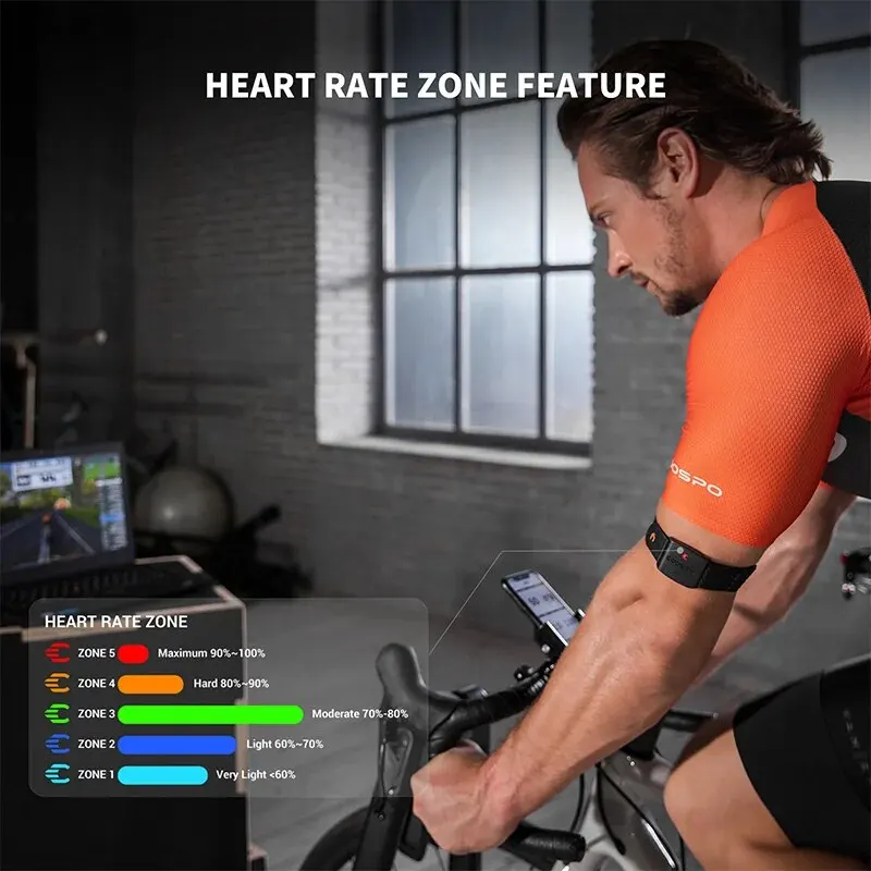COOSPO HW9 Armband Heart Rate Monitor with HR Zones/Calories HRM Sensor for Fitness Cycling BLE5.0 ANT+ for Peloton,Zwif - Image 4