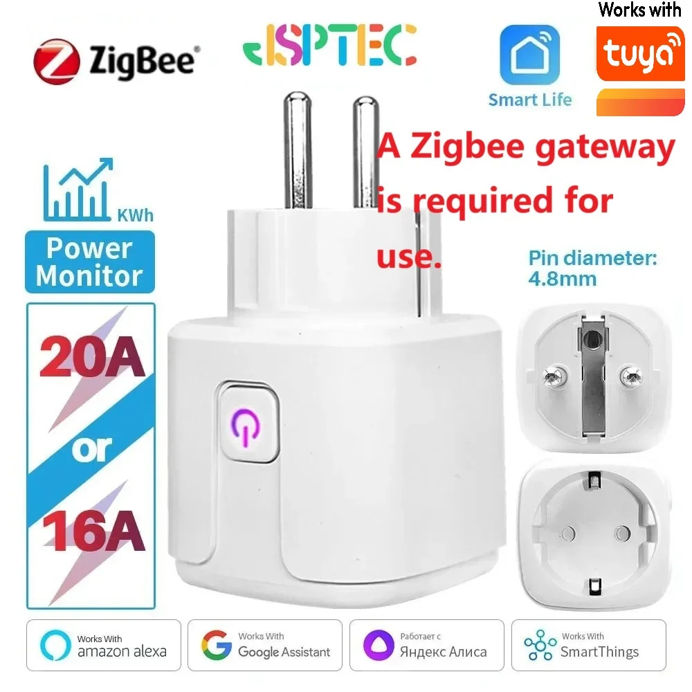 Galingas 20A Zigbee išmanusis kištukas su energijos apskaita