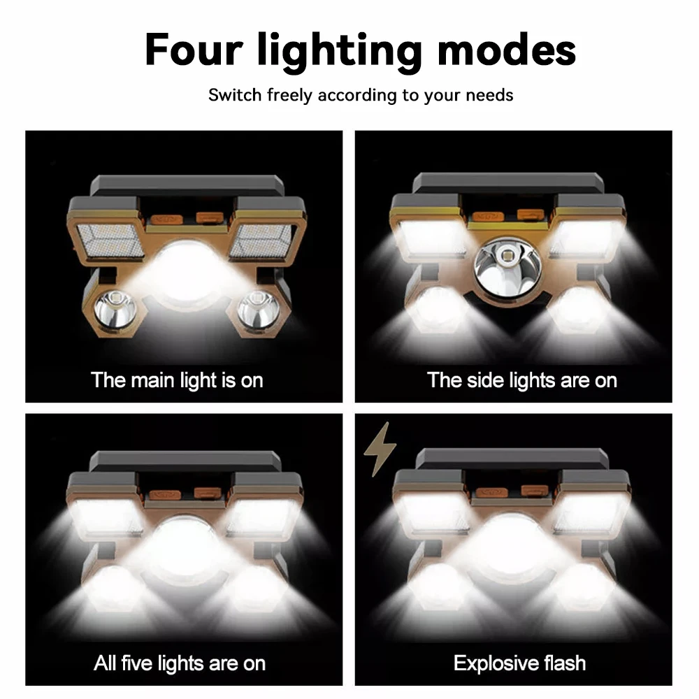 Įkraunamas 5 LED prožektorius ant galvos - Image 4