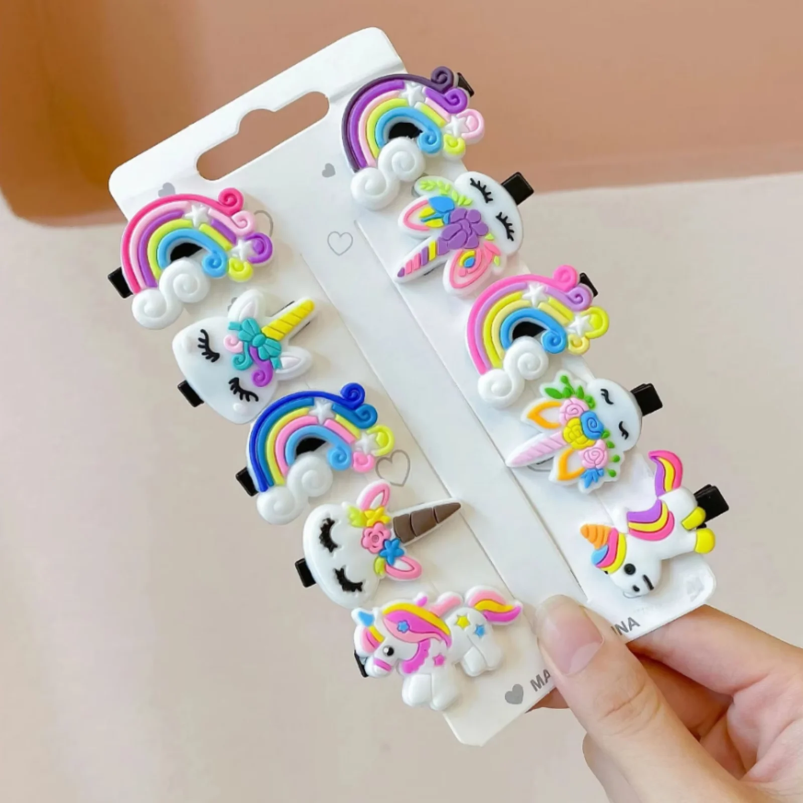 10PCS/Set New Girls Cute Cartoon Unicorn Hair Clips Kids Lovely Hairpins Ice Cream Headband Barrettes Fashion Hair Acces - Image 4