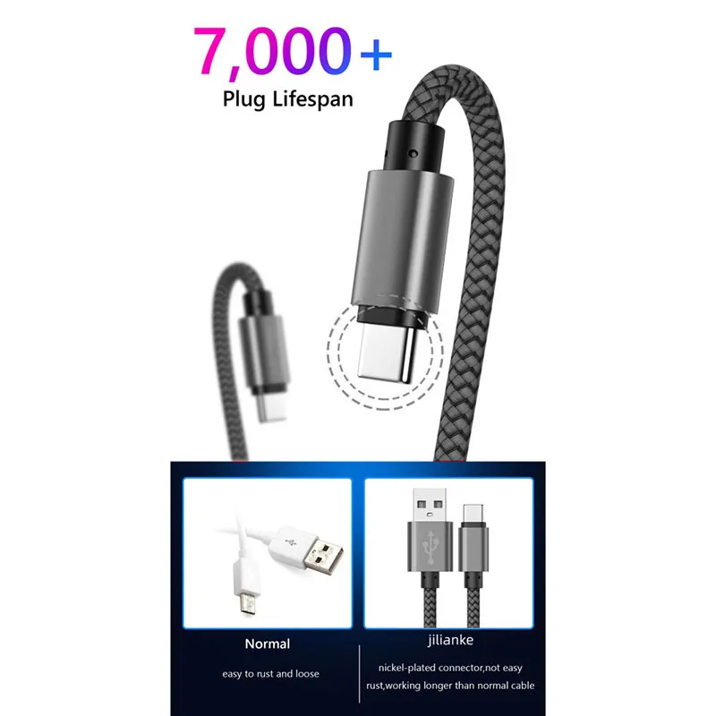 Nylon Data Cable Fast Charger USB A to Type C Charging Cable For Huawei Samsung Android Phone TypeC Charging Device 1M 2 - Image 3