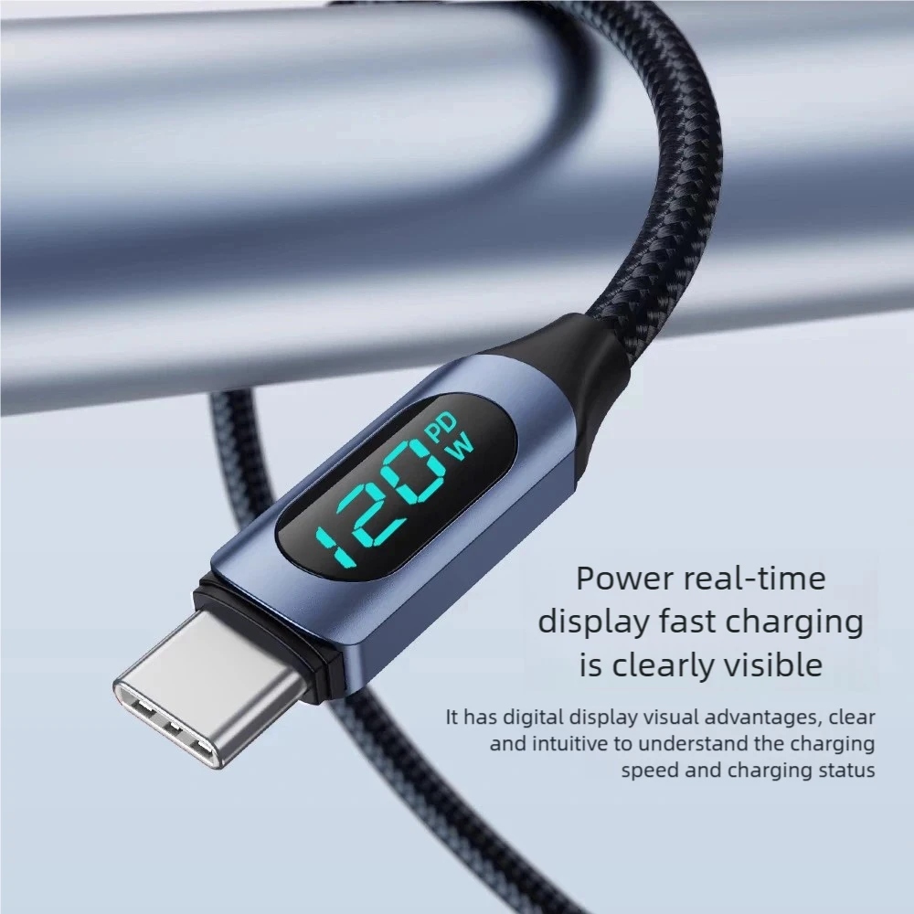 Išmanusis 120W USB-C įkrovimo laidas su galios ekranu - Image 3