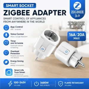 Išmanusis kištukas (Wi-Fi/Zigbee) su elektros energijos monitoriumi