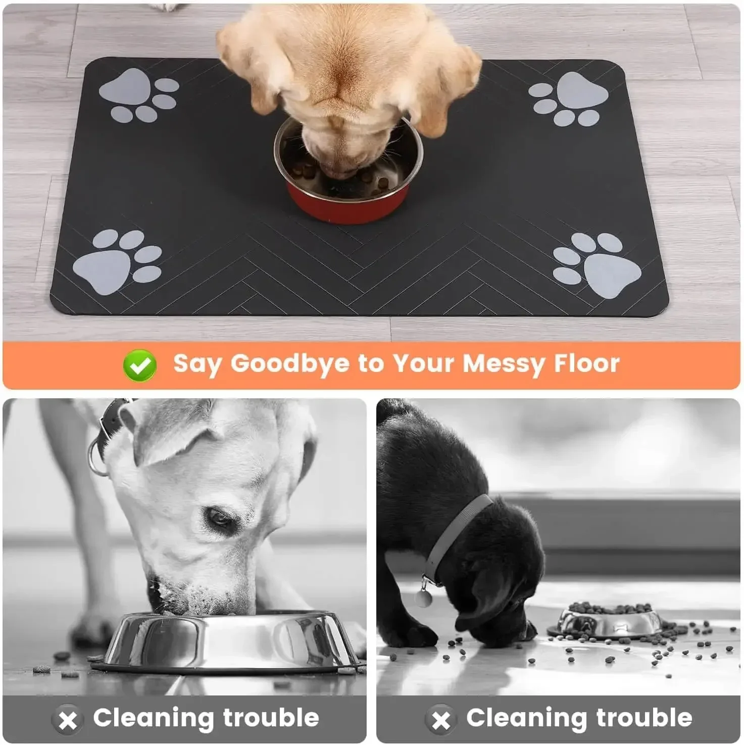 Pet Feeding Mat-Absorbent Pet Placemat Rubber Backing Quick Dry Water Mat for Dog Cat for Food and Water Bowl with Water - Image 3