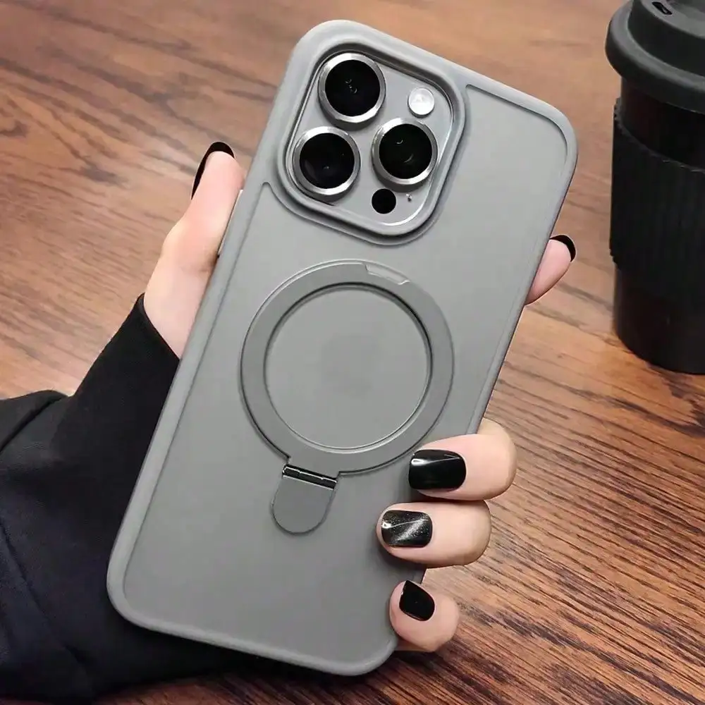 Apsauginis magnetinis dėklas iPhone su atrama ir kameros apsauga - Image 4