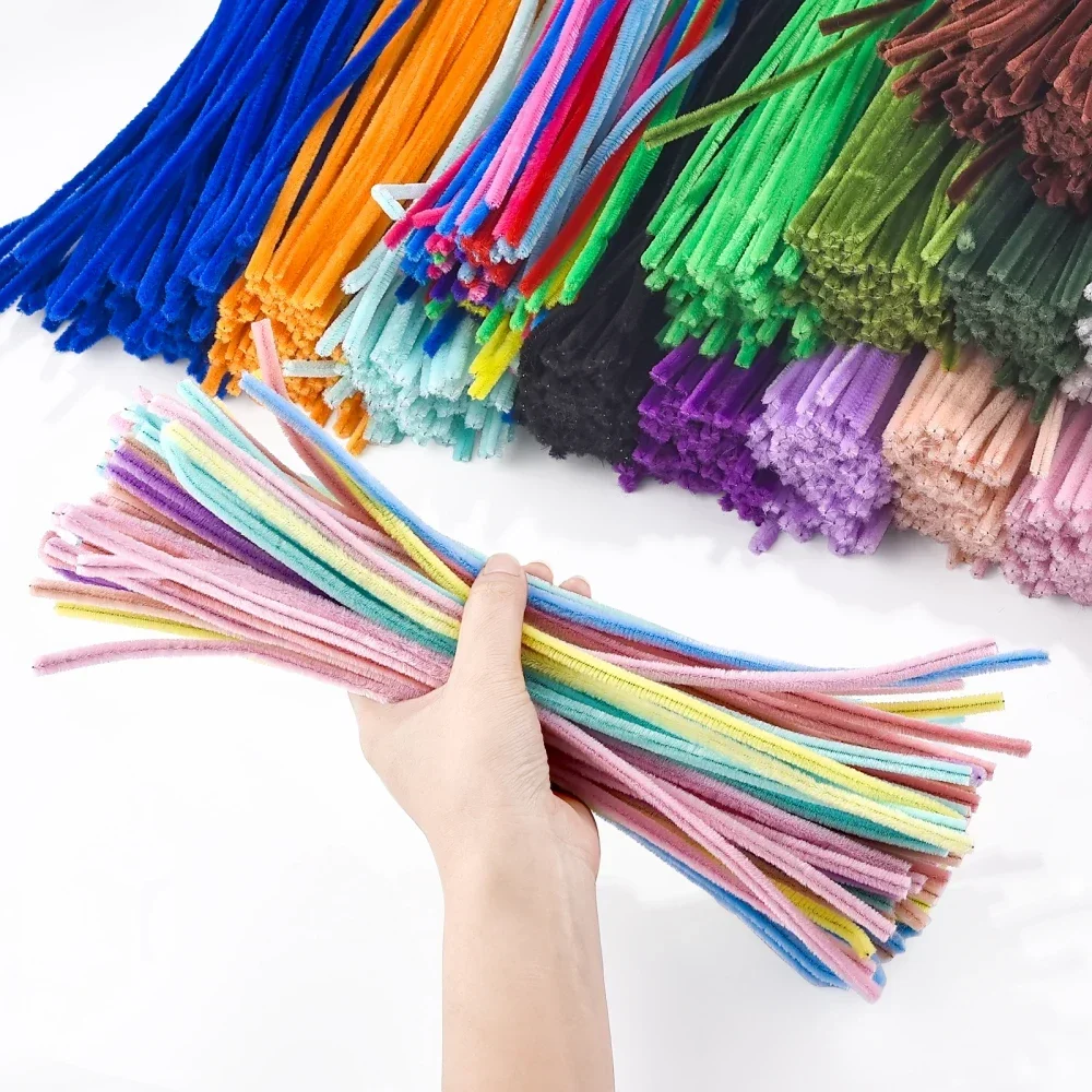 100pcs Plush Stick Twisting Bar Chenille Stems Wire Pipe Kids Toys DIY Strips Creative Hobby Material Stem Iron Felt Wir - Image 3