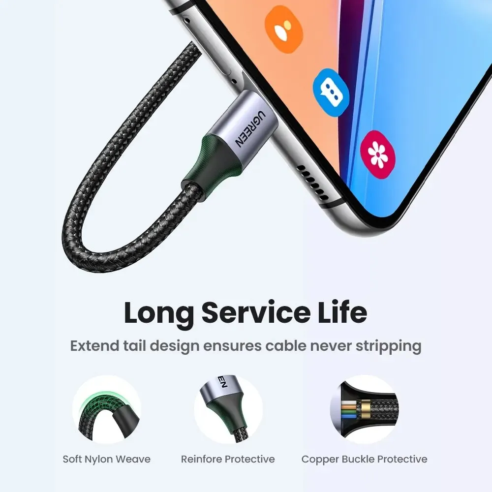 UGREEN 3A Fast Charging Cable Suitable For iPad Samsung Xiaomi Poco Magnetic USB-C Charger Data Cable Mobile Phone Cable - Image 4