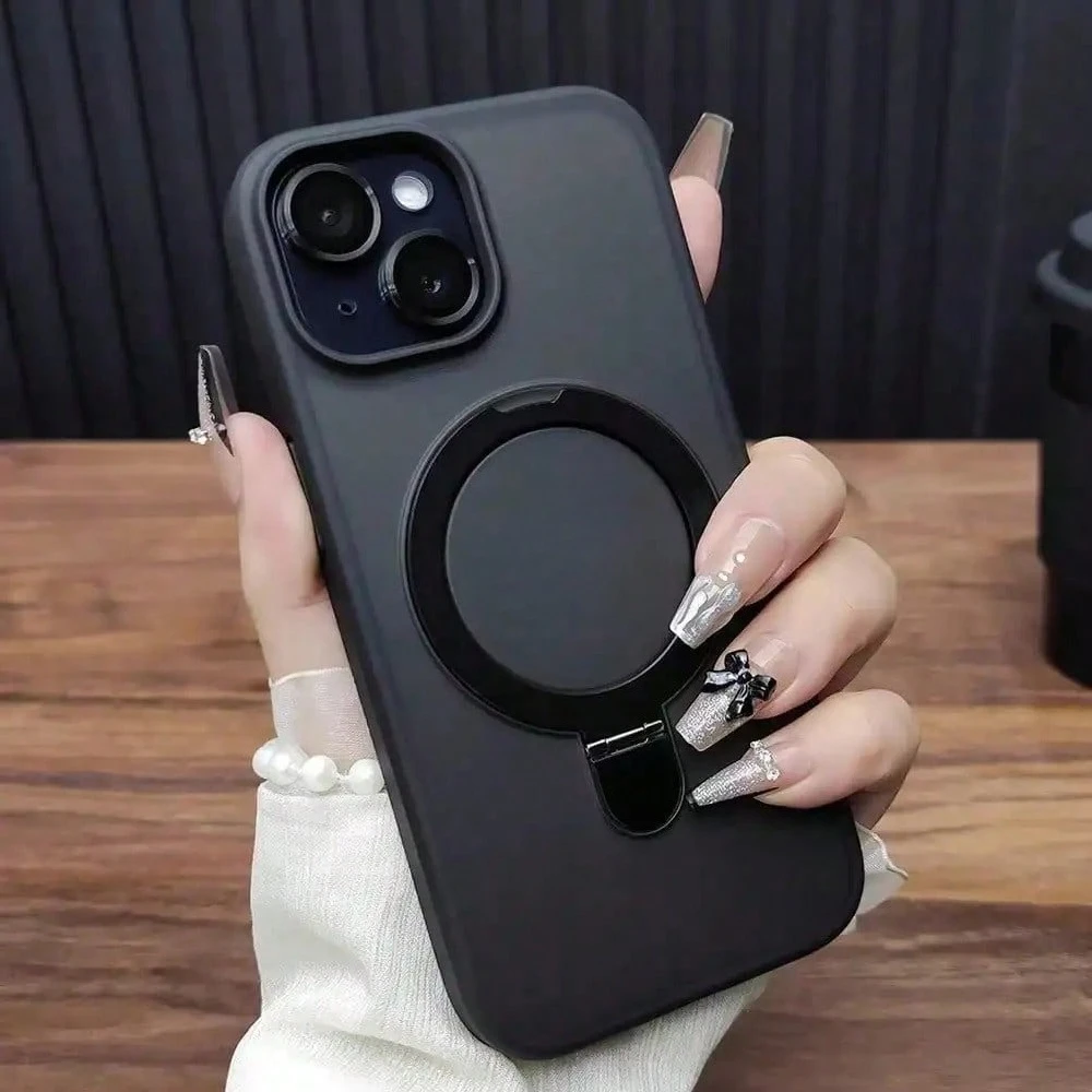 Apsauginis magnetinis dėklas iPhone su atrama ir kameros apsauga - Image 2