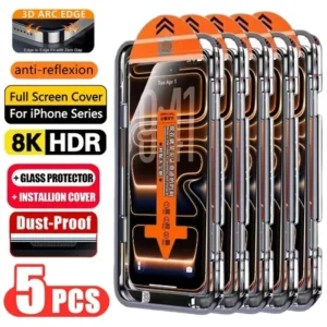 Grūdinto stiklo ekrano apsaugos iPhone telefonams (5 vnt.)