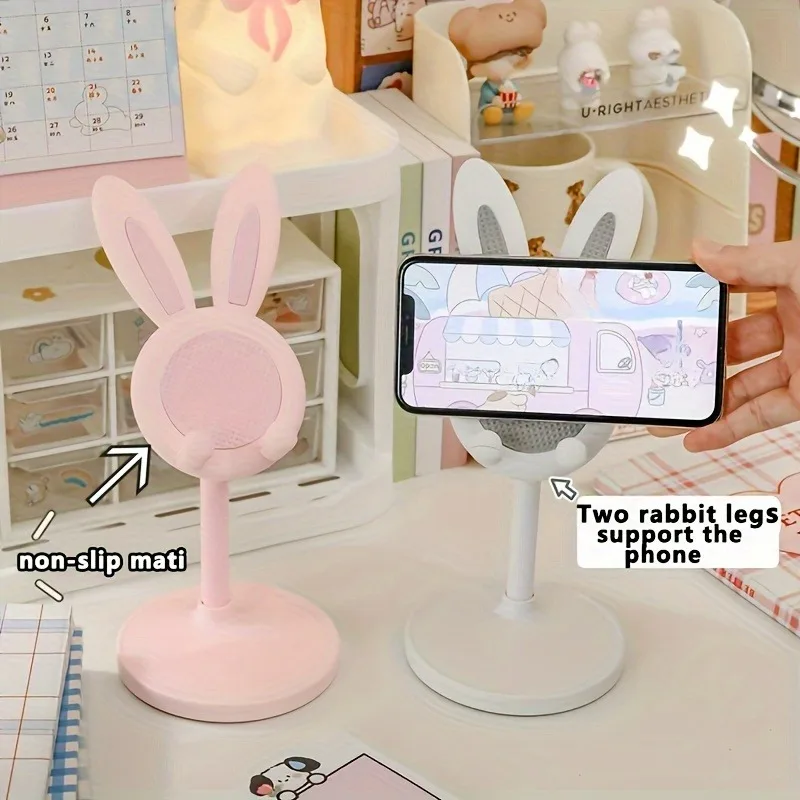 Pink Phone Holder Desktop Cell Phone Stand Adjustable Lovely Rabbit Cartoon Table Support For iPhone iPad Samsung Huawei - Image 3