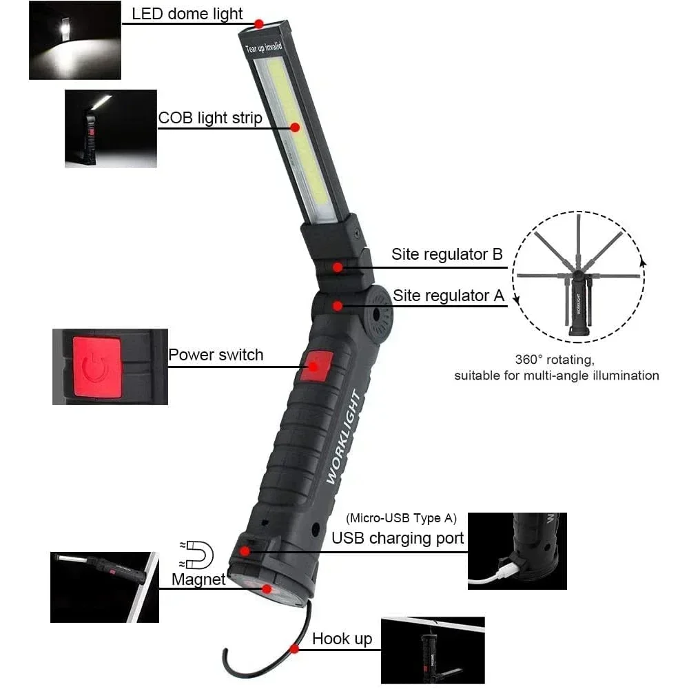 Įkraunamas darbinis COB LED prožektorius su magnetu ir krovikliu - Image 2