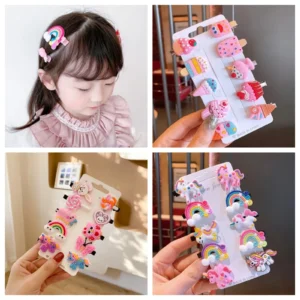 10PCS/Set New Girls Cute Cartoon Unicorn Hair Clips Kids Lovely Hairpins Ice Cream Headband Barrettes Fashion Hair Acces