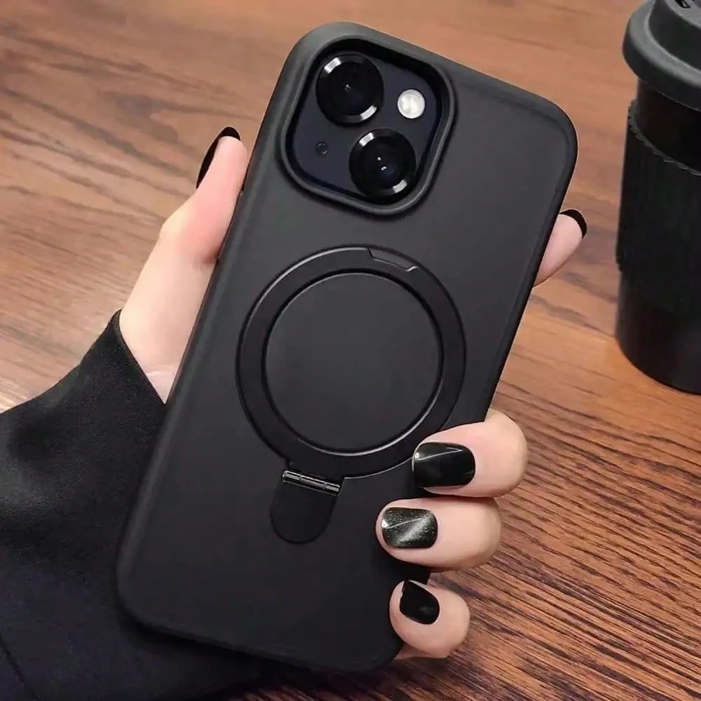 Apsauginis magnetinis dėklas iPhone su atrama ir kameros apsauga
