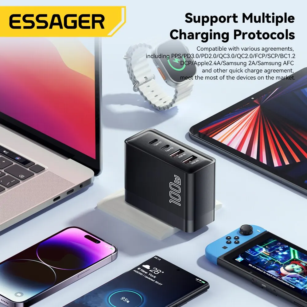 Universalus 100W GaN greitasis įkroviklis (USB-C / USB-A) - Image 2