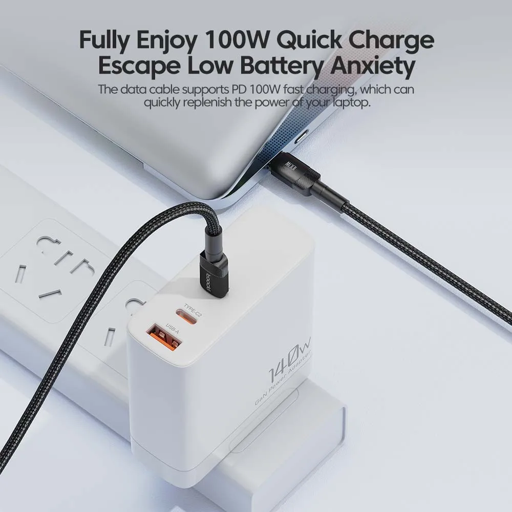 Greito įkrovimo USB-C į USB-C laidas Toocki (100W) - Image 2