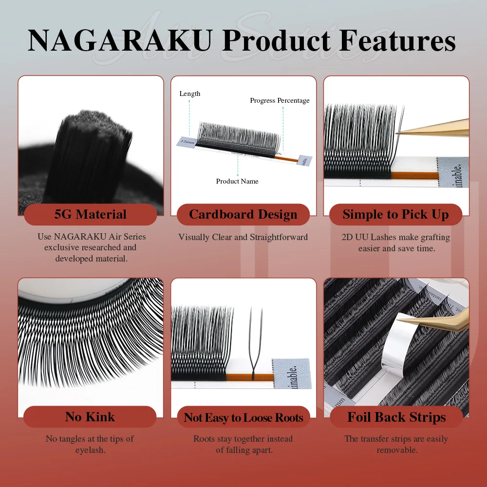NAGARAKU U Shape YY 2D UU Soft Light Natural Eyelash Extensions Parallel Makeup Supplies - Image 3
