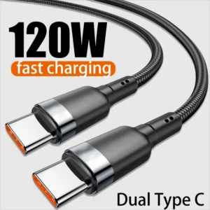 120 W greitojo įkrovimo laidas USB-C į USB-C