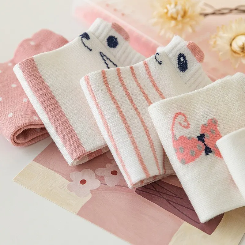 5/10/20 Pairs Women's Short Tube Socks Pink Cat Thin Four Seasons Cute Boat Sockslow Top Ins Trendy Socks - Image 3
