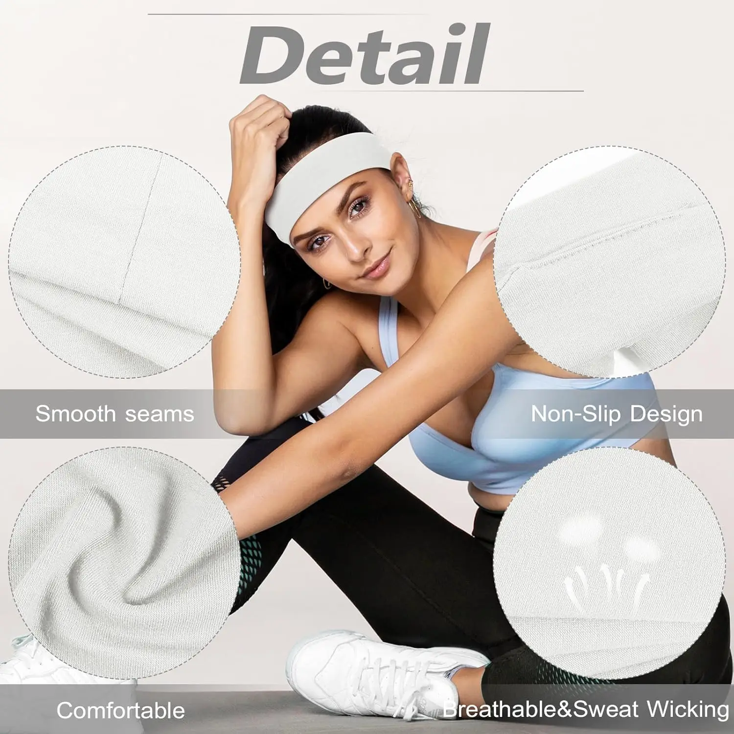 6pcs Simple Basic Solid Color Sports Yoga Headband to Absorb Sweat For Men and Women - Image 2