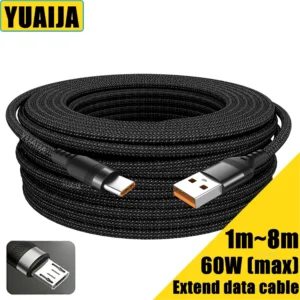 USB Type-C Extended 2M 3M 5-Meter Android Micro USB Fast Charging Cable For Huawei Xiaomi Vivo Oppo And Leeco Phone Data