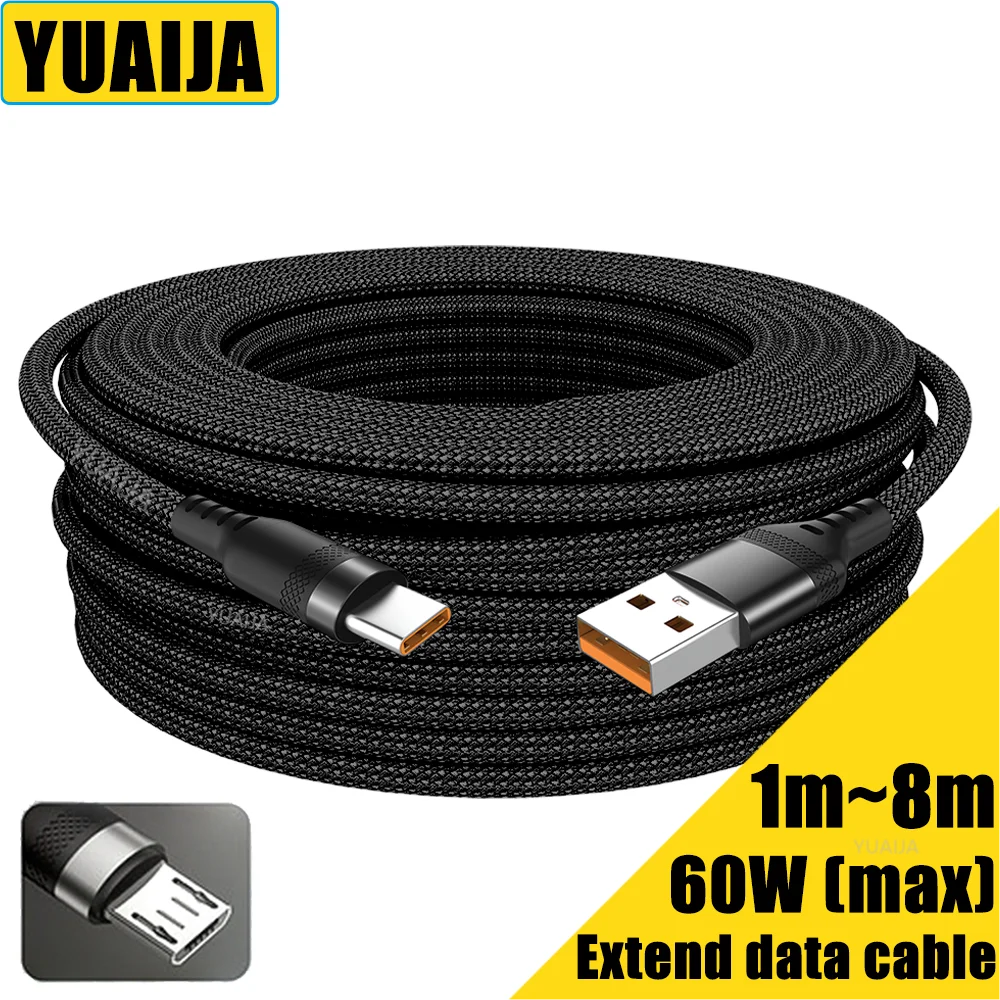 USB Type-C Extended 2M 3M 5-Meter Android Micro USB Fast Charging Cable For Huawei Xiaomi Vivo Oppo And Leeco Phone Data