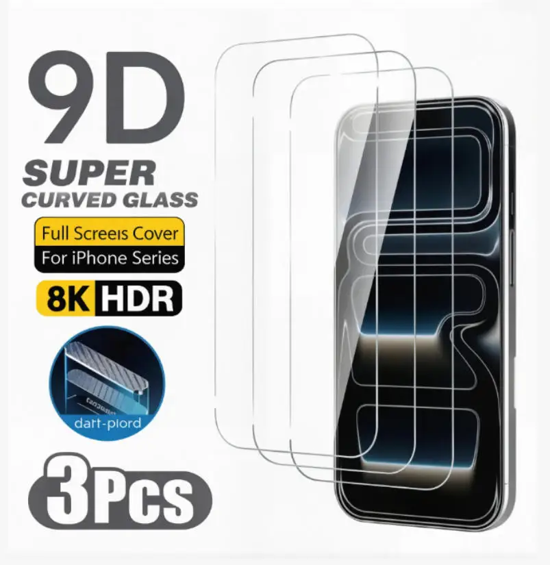 Grūdinto stiklo ekrano apsaugos iPhone (3 vnt. komplektas)