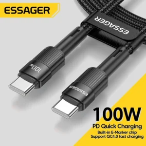 Galingas 100 W USB-C į USB-C laidas greitam įkrovimui
