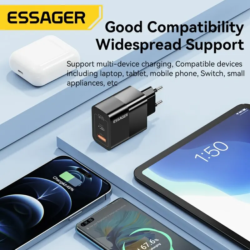 Essager 33 W GaN greitasis įkroviklis su USB-C ir USB-A - Image 4