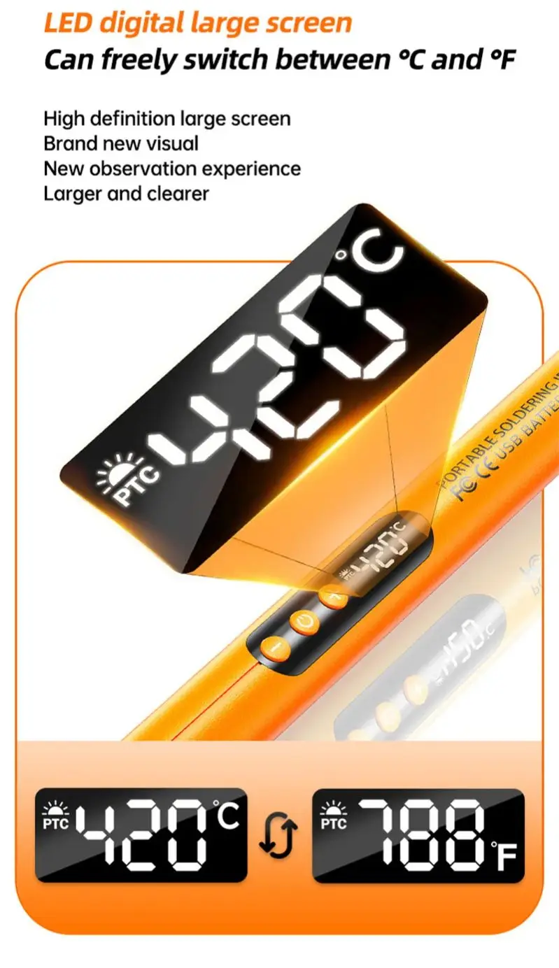 Belaidis USB lituoklio rinkinys su temperatūros valdymu - Image 2