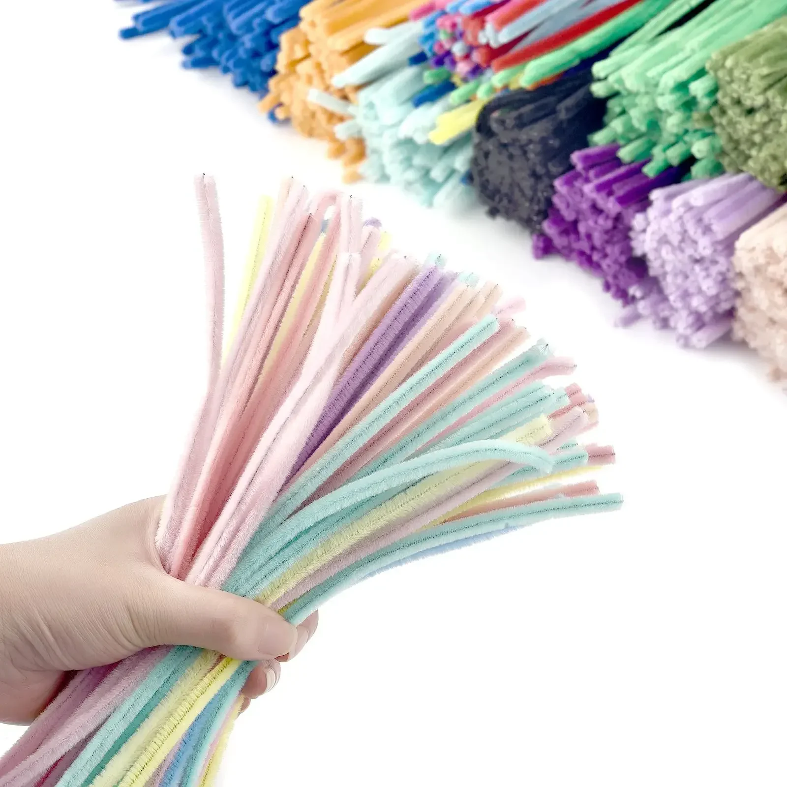 100pcs Plush Stick Twisting Bar Chenille Stems Wire Pipe Kids Toys DIY Strips Creative Hobby Material Stem Iron Felt Wir - Image 2
