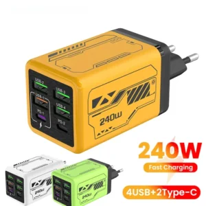 Galinga 240W greitojo įkrovimo stotelė su 6 jungtimis