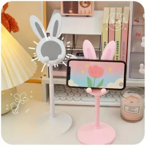 Pink Phone Holder Desktop Cell Phone Stand Adjustable Lovely Rabbit Cartoon Table Support For iPhone iPad Samsung Huawei