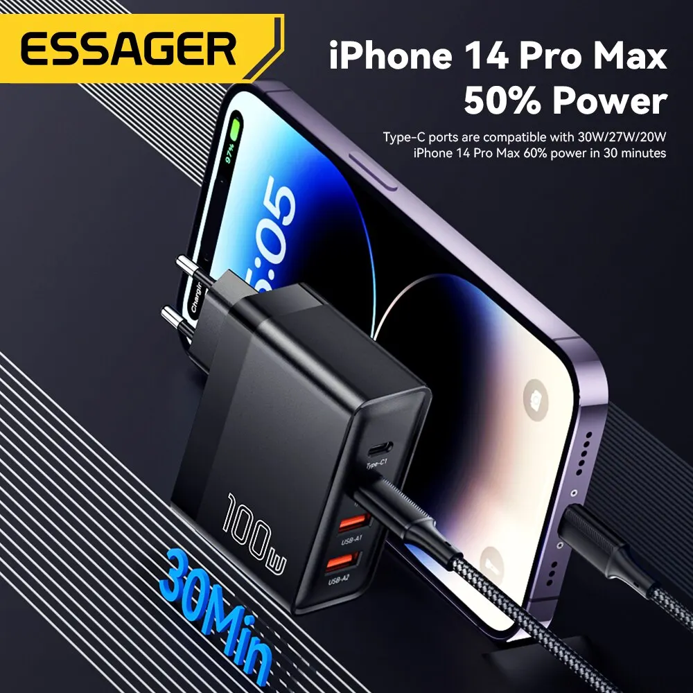 Universalus 100W GaN greitasis įkroviklis (USB-C / USB-A) - Image 4