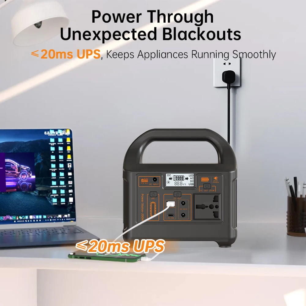 Gaiaray Portable Power Station 200W 153.6Wh LiFePO4 Battery Charging Station Solar Generator Emergency Power Bank for Ca - Image 4