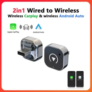 Wireless Carplay Adapter & Android Auto Smart Mini Box Plug And Play 2-in-1 Mini USB Design with Fast Stable Connection