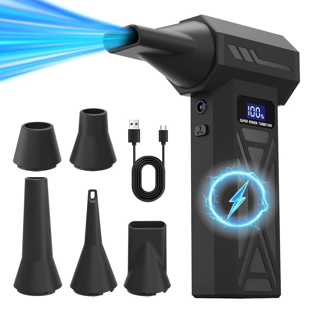 Portable Turbo Handheld Blower, Mini Rechargeable Air Duster with Lcd Display, Multi-Use Handheld Electric Blower for Co - Image 3