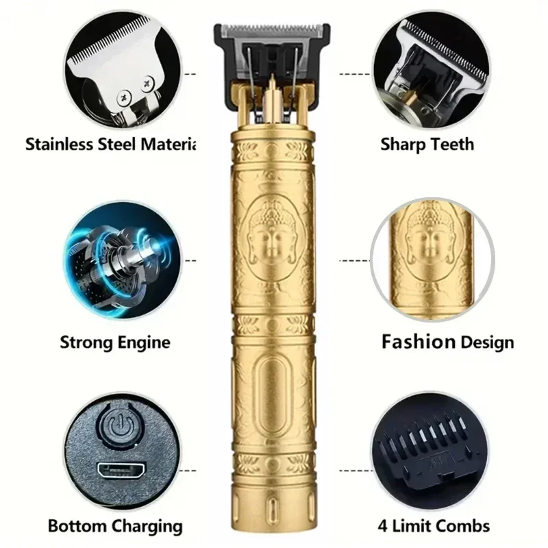 T9 Professional Hair Clipper/Accessories for Men | USB Fast Charging | Beard/Body/Hair Trimmer | Precision Electric Shav - Image 4