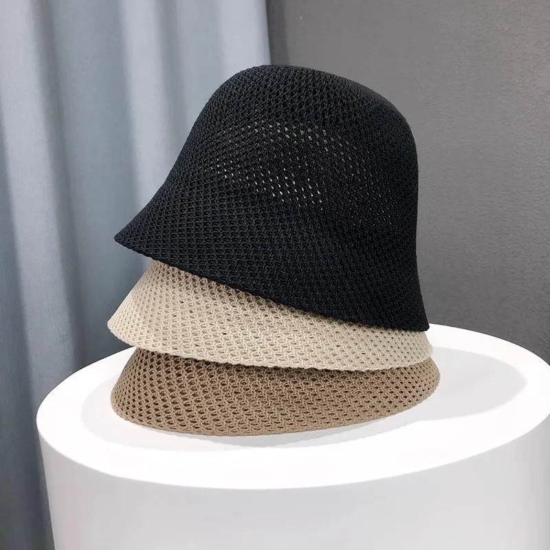 New Summer Beach Solid Wide Brim Bucket Hat For Women Hollow Breathable Sunshade Outdoor Girls Travel Panam Fisherman Ca - Image 2